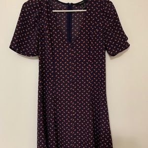 Blue & Red Printed Mini Dress